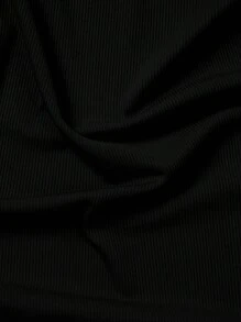 Manfinity Dauomo Áo thun nam tay dài cổ lọ màu trơn dáng ôm, thu/đông - màu đen - Xem 5