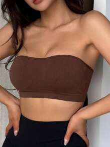 DAZY Seamless Wireless Lightly Lined Minimalist Bra For Women - Brown - View 6