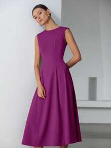 Aveloria Modichic 优雅百搭、设计感十足的V领无袖简约红色连衣裙，适合情人节穿着