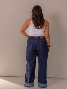 Aralina Curve Winter / Summer Turn Back Hem Deatil Denim Jean - Medium Wash - View 2