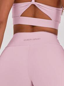 Musera Sport Cross Front Waistband Seamless Gym Shorts Only, Padel, Tennis, Pickleball Gym Fitness Pilates Daily Casual - Pink - View 5