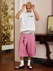 Manfinity VCAY 男士休闲常规款汽车印花 T 恤 - 白色 - 查看 6