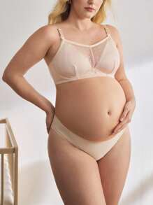 BloomMama Soutien-gorge d'allaitement à armatures transparent et coupe complète, grande taille, couleur abricot, confortable pour le port quotidien - Nude - Voir 3