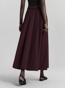 Ontre 现代都市风格，简约舒适设计，卡其色女式褶皱 A 字裙，日常休闲/通勤/商务休闲装，2025 年新品，初秋 - 卡其色 - 查看 3