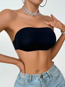 SHEIN 1 件女士透明腰带文胸 - 黑色 - 查看 3