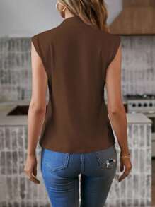 SHEIN LUNE 女士中蕊短袖基本休閑T恤 - 咖啡棕 - 查看 2