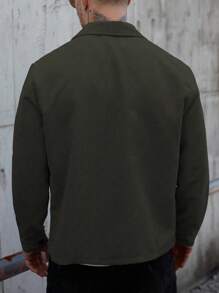 Manfinity Homme 男士休闲日常灯芯绒夹克，春秋季 - 咖啡棕 - 查看 2