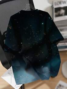 SHEIN 青少年男孩休闲酷炫经典卡通像素立方体未来战士角色印花圆领短袖 T 恤，适合夏季