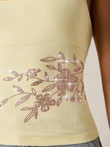 Avantive Summer New Bling Decor Cami Top Sexy Party - Apricot - View 3