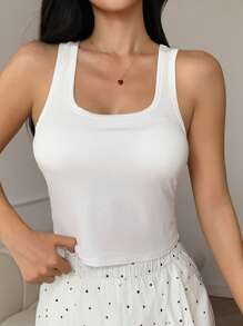 DAZY Women Lace Panel Cami Top With Built-In Bra Pad, Alluring Translucent Design - White - View 7