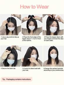 10英寸女士假发片，真人发丝，适合头发稀疏的女性；3.5*4英寸蕾丝假发片，带刘海，夹式接发片