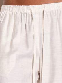 MUSERA Tie Front Wide Leg Linen Look Trousers Summer Vacation Streetstyle Cool Girl Festival Holiday Casual Beach Beachwear Elegant Graphite