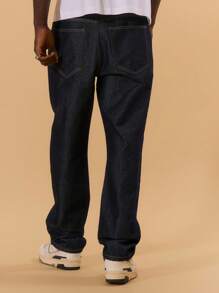 Musero Washed Denim Straight Leg Jeans Belt Loop Detailing - Blue - View 4