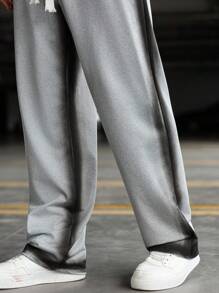 Manfinity EMRG Men's Loose Drawstring Waist Pockets Wide Leg Casual Sweatpants - Grey - View 5