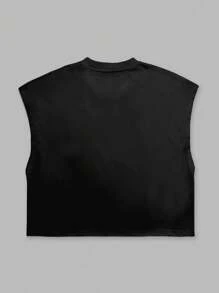 Manfinity Dauomo Men's Minimalist Solid Color Crew Neck Loose Fit Tank Top, Summer Casual Wear - Black - View 2