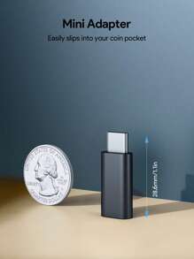 Teckwe 2 piezas Adaptador hembra Rayo a macho USB-C de alta calidad, solución de carga rápida y transferencia de datos, diseño reversible compacto y duradero para conexión conveniente, esenciales para el regreso a clases, color negro