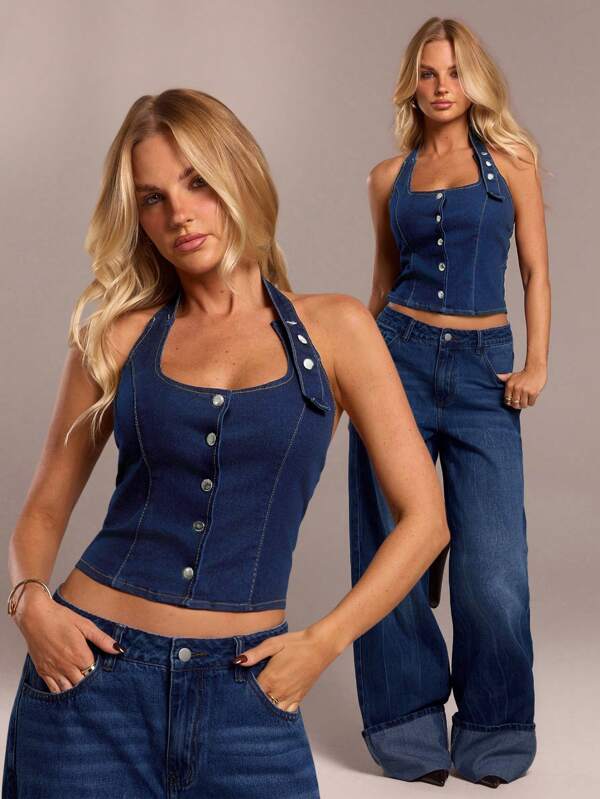 Avantive Spring & Summer Women Birthday 90s Business Casual Western Wear Going Out Casual Y2k Vintage Rave Festival Streetwear Vacation Country Concert Bachelorette Graduation Cowgirl Sleeveless Denim Top