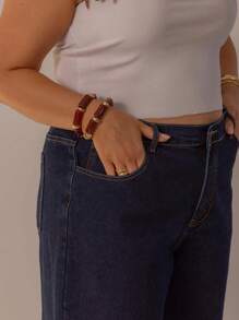 Aralina Curve Winter / Summer Turn Back Hem Deatil Denim Jean - Medium Wash - View 6