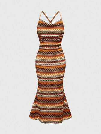 Hippie Vestido largo con pliegues y efecto de bloqueo de color en estilo bohemio para mujer