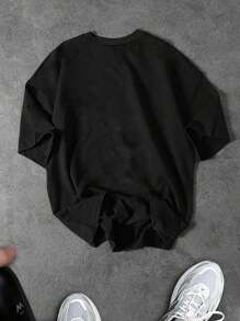 Sport MetroGents 男士夏季休闲十字印花运动T恤健身上衣透气 - 黑色 - 查看 2