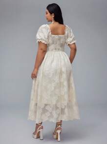 Lyrianda Plus Size Fashion Elegancka Dama i Młoda Dziewczyna Specjalna Tkanina Żakardowa Sukienka W Kolorze Szampańskim - Szampan - Zobacz 2