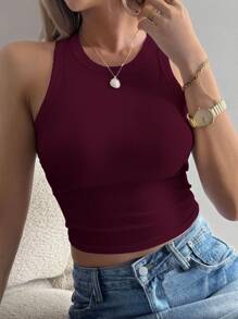DAZY Camisola de verão feminina de cor sólida e ajustada