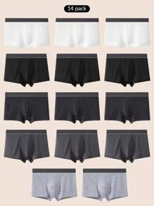 Manfinity Underwear&Sleepwear Basics 14 paires de boxers classiques de couleur unie pour hommes