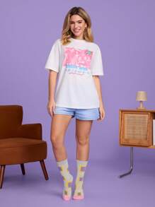 FRIENDS X SHEIN 3 pares de calcetines informales de mujer hasta el tobillo, suaves y transpirables, que absorben la humedad, de moda y lindos, con refuerzo en los dedos y el talón para mayor durabilidad, aptos para todas las estaciones y combinables con todo