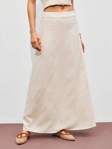 ATUI Studio Women's Long Vintage Simple Casual  Old Money  Streetwear 2000s Style Solid Color A-Line Skirt,Vacation Outfits Woman,Summer Outfits For Women,Business Casual Woman,Old Money Style Women,Office Attire For Women, Fall Women Clothes,Office Outfits For Women ,Work Clothes Women