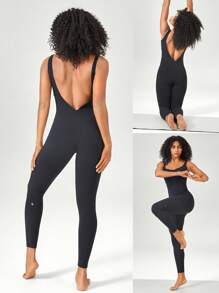 GLOWMODE 24" FeatherFit™ Sweetheart Open U-Back Jumpsuit Bodysuit Low Impact Yoga Daily