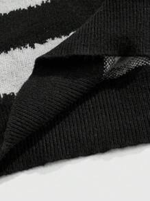 ROMWE MEN Street Life Herren gestreifter Rundhals-Lässiger Pullover in Oversize-Passform