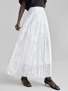 Ontre 褶皱纹理简约时尚休闲裙，适合夏季、女士度假/度假、乡村音乐节、办公室商务休闲装 - 白色 - 查看 4