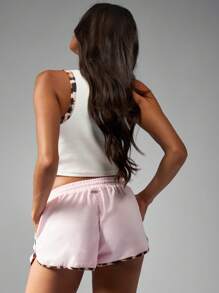 Missguided x Playboy 豹纹装饰跑步者夏季短裤节日松紧腰休闲沙滩装日常休闲装 - 粉色 - 查看 2