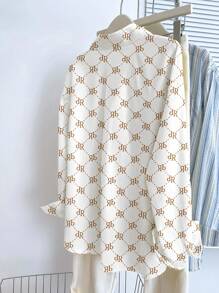 INAWLY Women's Vintage Diamond Pattern Print Shirt, Autumn/Spring