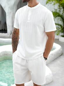 ResortEase 2pcs Men's Plus Size Casual Short Sleeve T-Shirt And Shorts Set