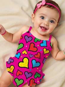 Nuevo traje de baño de una pieza con estampado de poni para niñas bebé de moda - Rosa - Ver 1