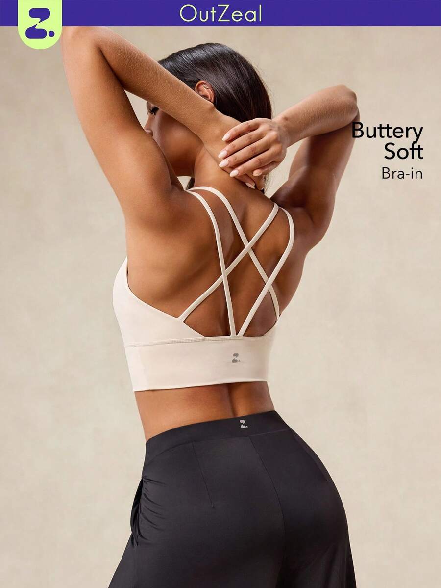OutZeal Soutien-gorge de sport à bretelles croisées amovibles, doux et absorbant la transpiration, pour un impact faible, yoga et usage casual