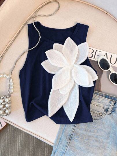 Franclia 女士时尚休闲大号花卉印花修身吊带背心
