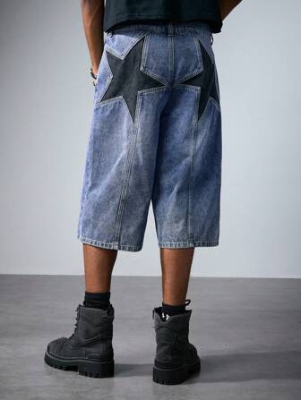 Street Life Herren Jeans mit Fünf-Sterne-Muster, modisch für den Sommer