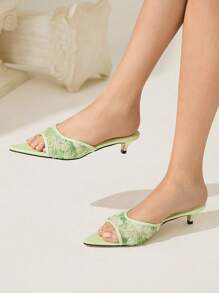 CUCCOO CHICEST Pre-Pointed Toe Stiletto High Heel Sandals For Women, Versatile - Green - View 2