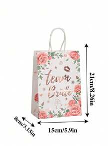 4/12/20/25 Pcs Rose Gold Foil Flower Gift Bags, Suitable For Wedding, Bridal Shower, Birthday, Business Shopping, Party Favors, Graduation - Multicolor Paper Bags, Applicable For Festivals, Class Reunions, Parties And Various Occasions - Multicolor - View 5