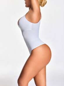 SHAPORA Women Solid Color Seamless Shapewear Bodysuit Casual - White - View 7