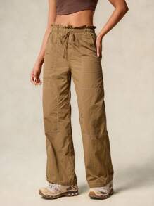 OutZeal 女士户外裤 露营徒步 防水抽绳腰带 轻便阔腿带口袋 - 駝色 - 查看 9