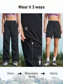 In My Nature Pantalones de senderismo rectos con pliegues de unicolor para mujeres - Negro - Ver 3