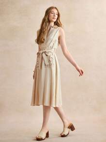 Rosivie Women's Beige Simple Round Toe Thick Heel Mid-Heel Pumps, Elegant, Leisurely, Comfortable, Slip-On, Suitable For Office, Commuting, Dates, Banquets, Dances, Vintage, Formal Occasions