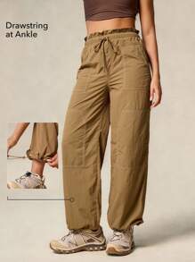 OutZeal 女士户外裤 露营徒步 防水抽绳腰带 轻便阔腿带口袋 - 駝色 - 查看 4