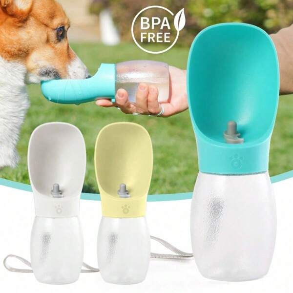 SHEIN 1 Stück mobiler Trinknapf für Hunde, Hundetrinkflasche für Hunde und Katzen, lecksicher, Welpen Trinknapf Spender für unterwegs, Outdoor Haustier-Trinknapf, Outdoor-Reise-Wasserflasche für Hunde (Grauer Stil tendiert zu Weiß)