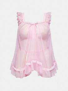 ROMWE Kawaii Sexy Sheer Baby Dolls Lingerie Set