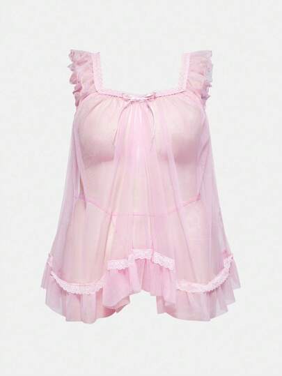 Kawaii Conjunto de lencería baby doll transparente y sexy