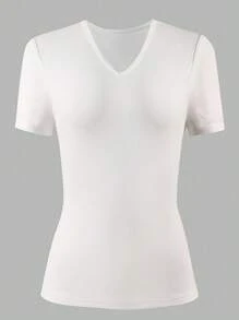Neues lässiges Slim-Fit vielseitiges V-Ausschnitt sexy Kurzarm T-Shirt Set für Damen - Verschiedenfarbig - Übersicht 6
